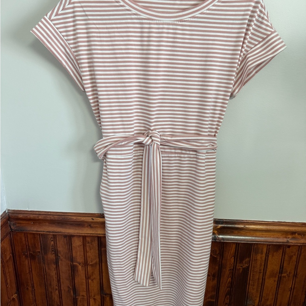 Striped Pink Belted Dress